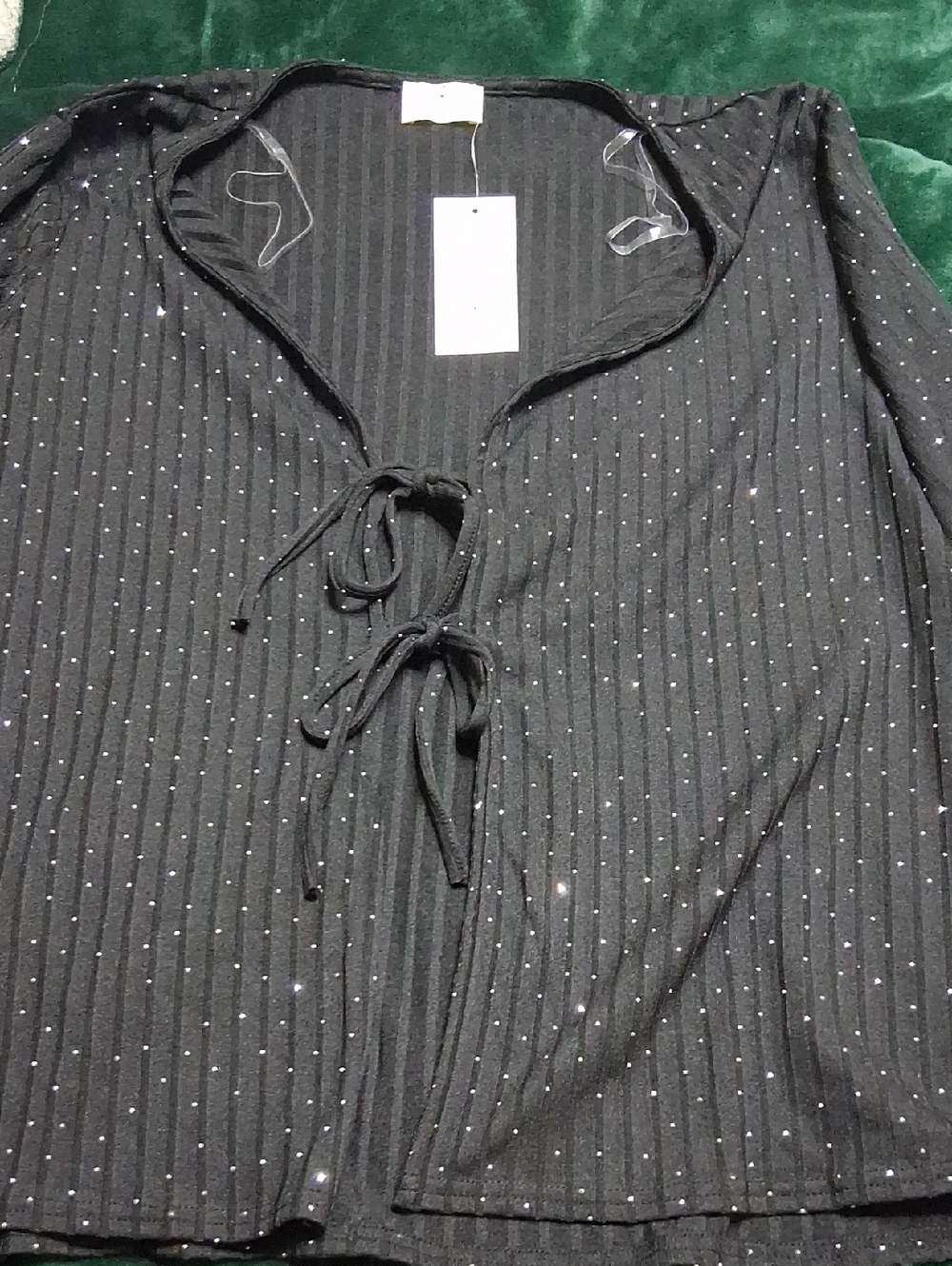 Black Sparkle Tie-Front Cape Jacket